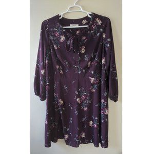 LAST CHANCE Flowered Purple Dress with Bow